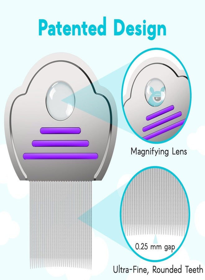 Adamson Lice Comb Duo - Stainless Steel Lice Comb for Kids x 2 - Effective Against Nits - For Thick Hair - Durable and Easy to Clean - Pink & Purple Set - Image 3